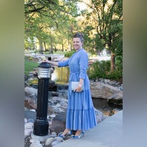Cassidy Pleated Blue Maxi Dress